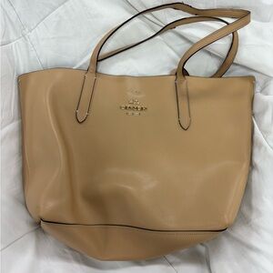 Coach Large Leather Carryall Tote Bag Camel Tan Used